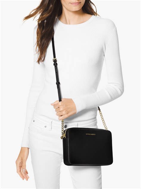 michael kors jet set saffiano black|mk jet set large crossbody.